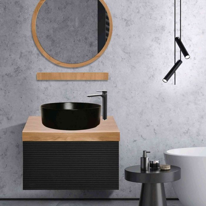 فول ست کابینت روشویی اکوال مدل استون مشکی چوب