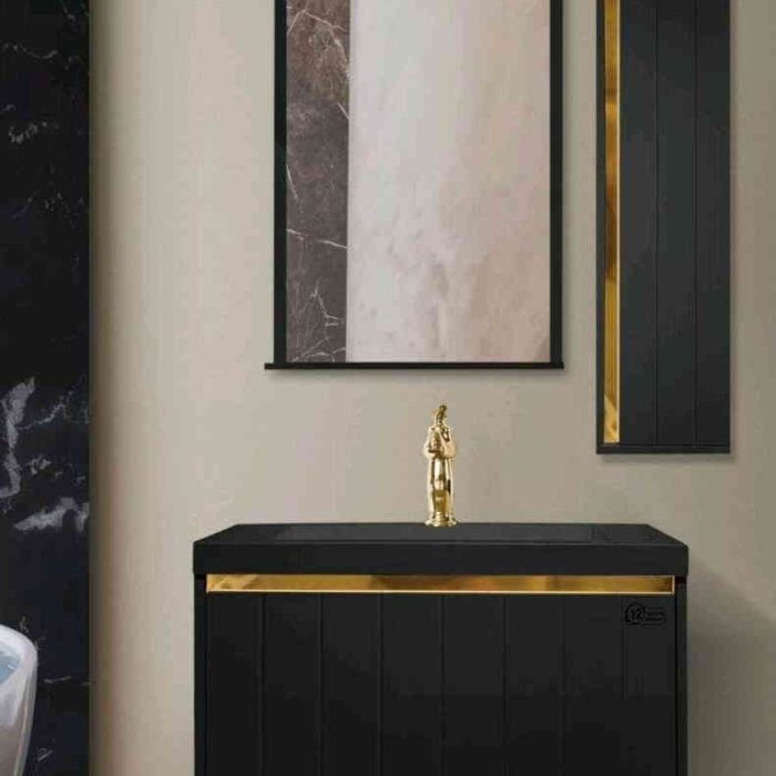 فول ست کابینت روشویی اکوال مدل پیرامید مشکی
