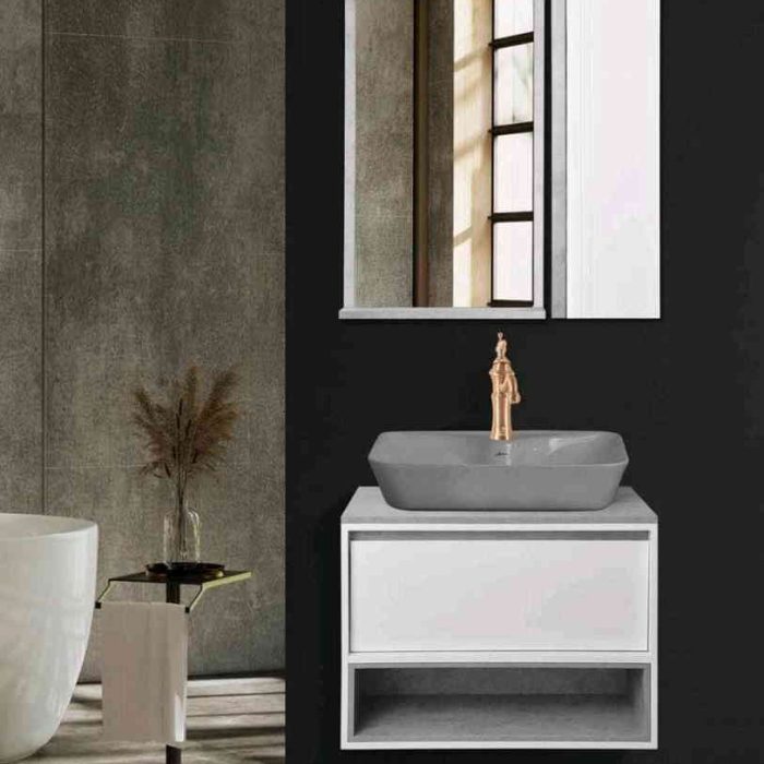 فول ست کابینت روشویی اکوال مدل سفید طوسی
