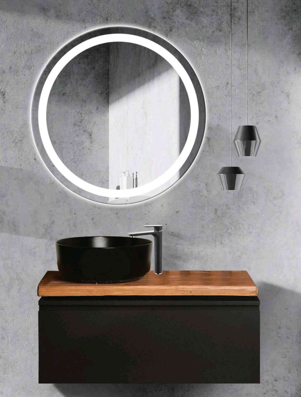 فول ست کابینت روشویی اکوال مدل رومنس مشکی