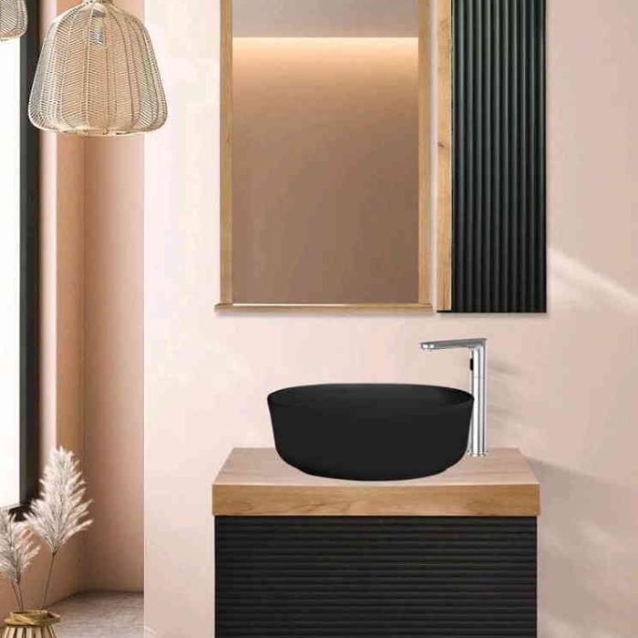 فول ست کابینت روشویی اکوال مدل استون مشکی چوب