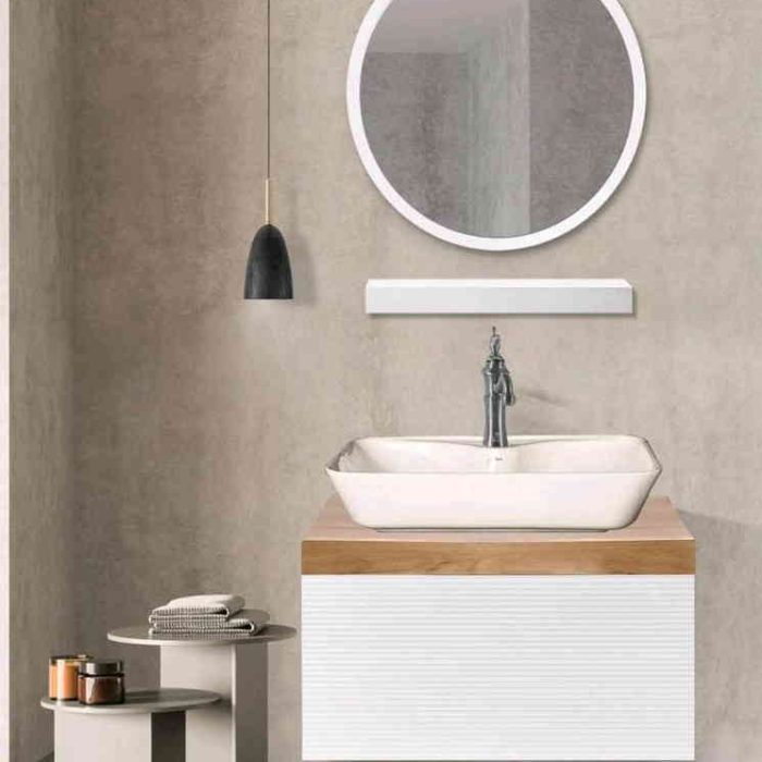 فول ست کابینت روشویی اکوال مدل استون سفید چوب