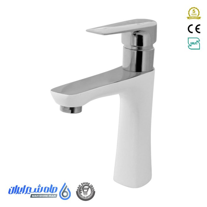شیر روشویی پایه کوتاه ماهشیر مدل گاردیا سفید کروم