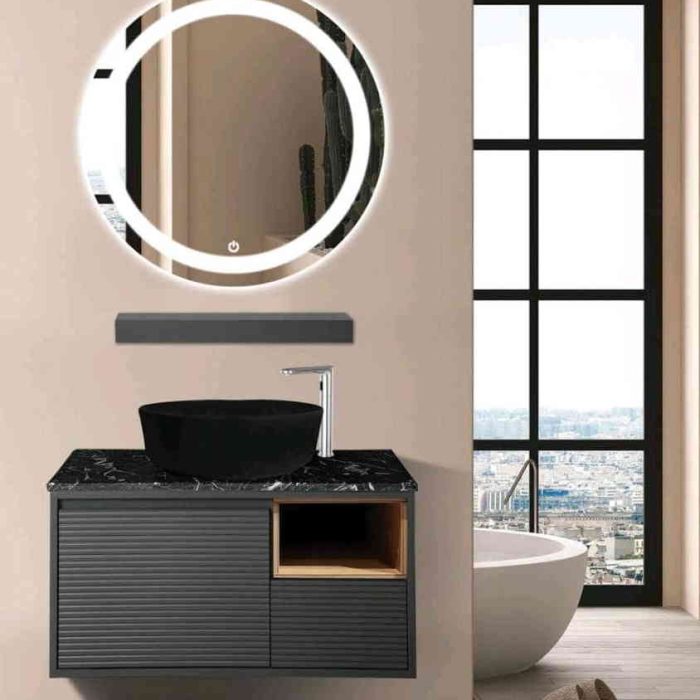 فول ست کابینت روشویی اکوال مدل کوئین مشکی