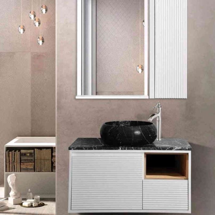 فول ست کابینت روشویی اکول مدل کوئین سفید