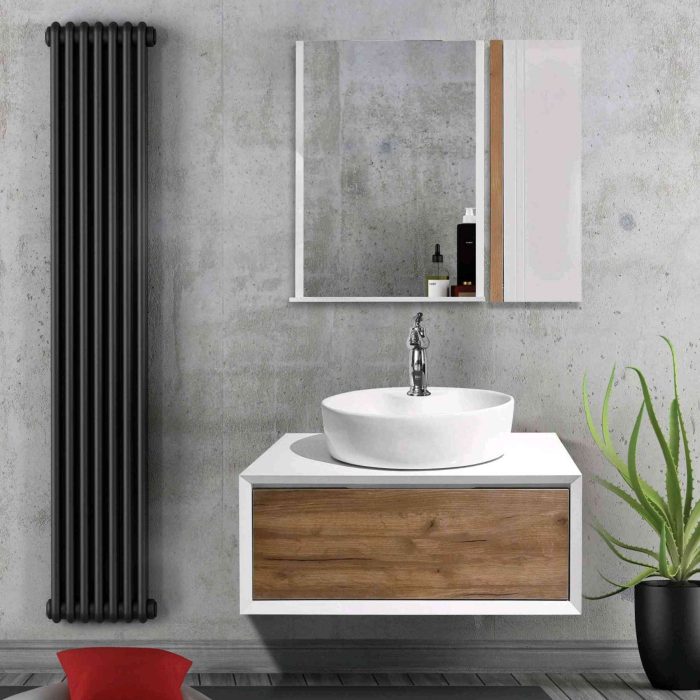 فول ست کابینت روشویی اکوال مدل نوبل سفید چوب