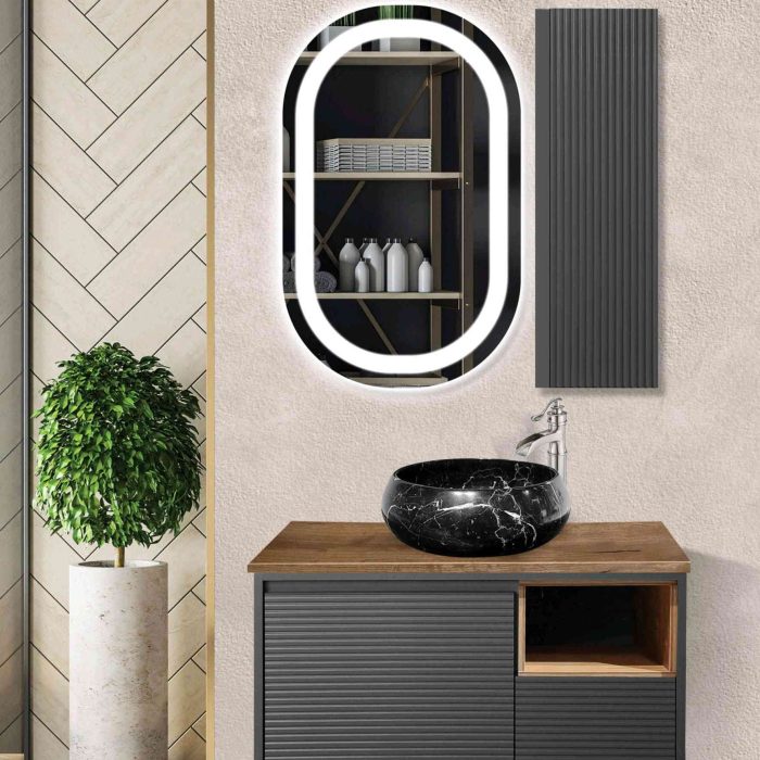 فول ست کابینت روشویی اکوال مدل کویین مشکی چوب